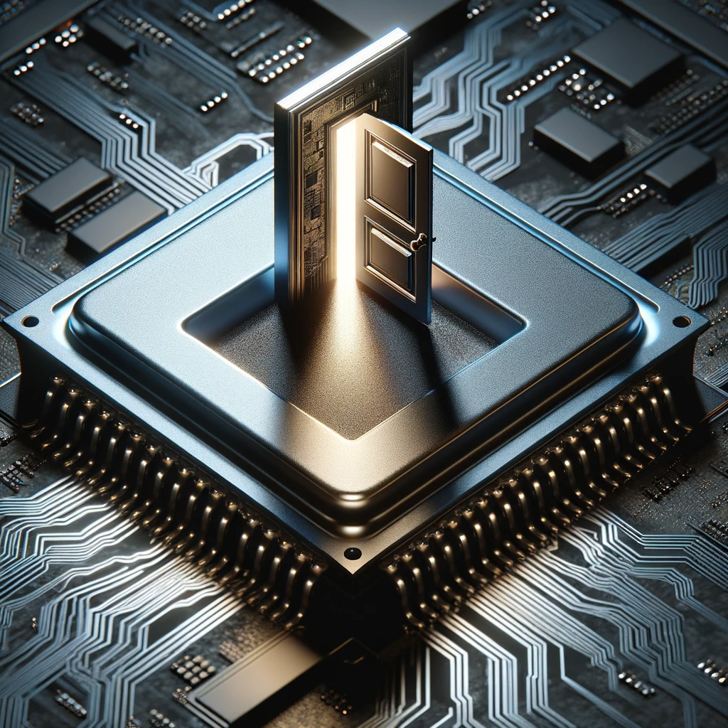 Processor with an open backdoor representing security risks